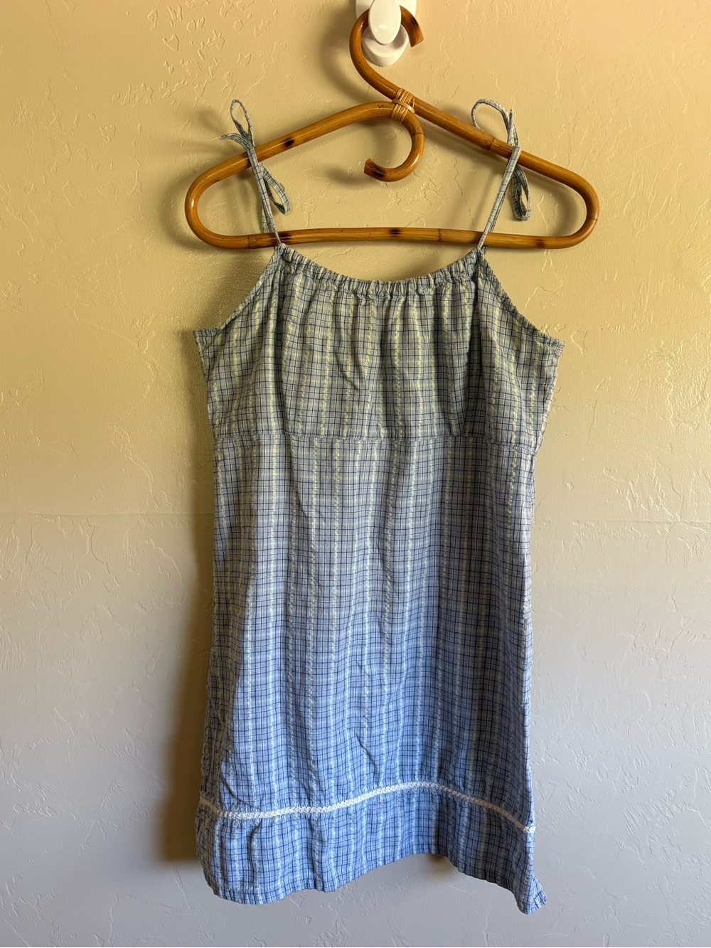 Vintage 90’s County Seat 100% Cotton Plaid Tie Straps Summer Mini Dress Size XL